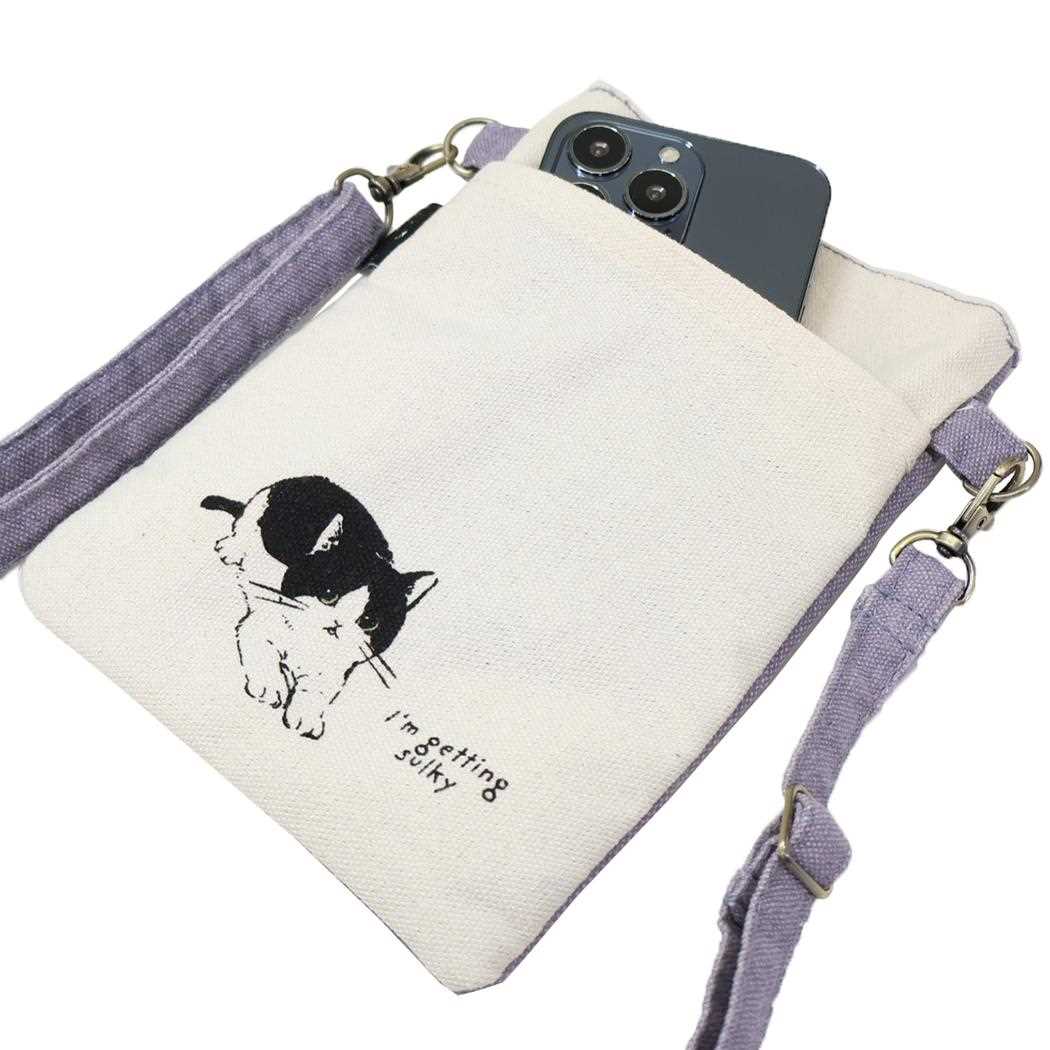 スマホポシェット スマホポーチ まめはちおねだり PR ねこ ミントイン ミニショルダー ポシェット かわいい メール便可