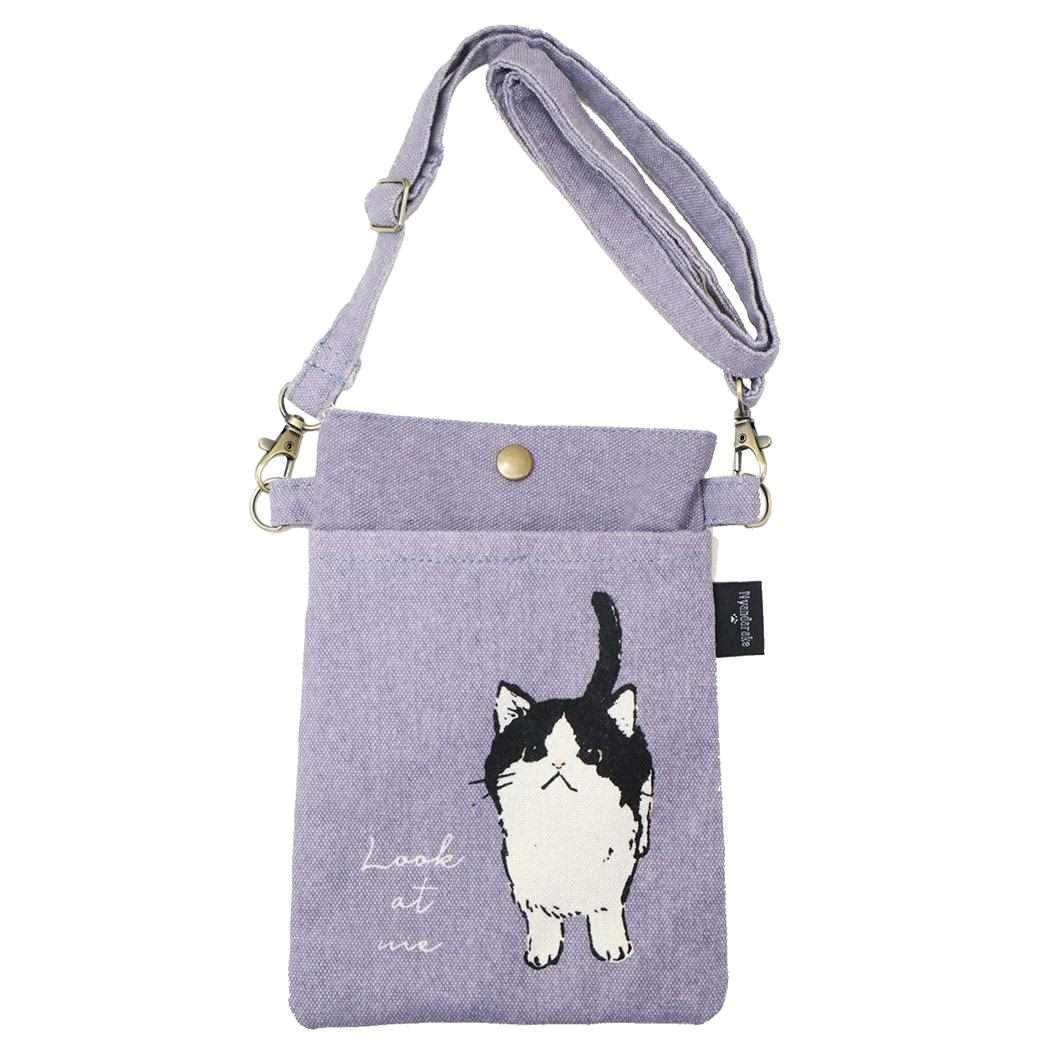 スマホポシェット スマホポーチ まめはちおねだり PR ねこ ミントイン ミニショルダー ポシェット かわいい メール便可