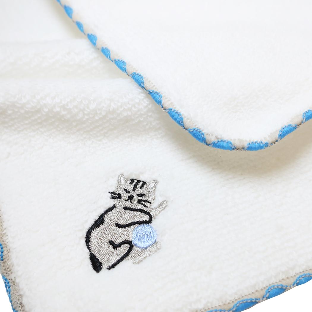 ミニタオル アニマル刺繍ミニタオル アメショ ミントイン