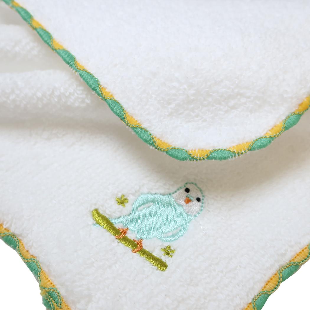 ミニタオル アニマル刺繍ミニタオル インコ ミントイン