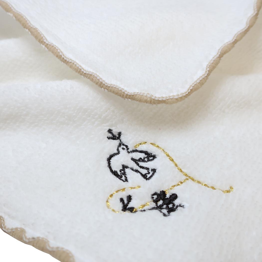 ミニタオル イニシャル刺繍ミニタオル T小鳥 ミントイン