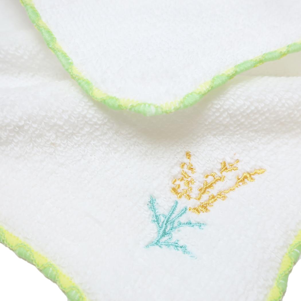 ミニタオル 花柄刺繍ミニタオル ミモザ ミントイン