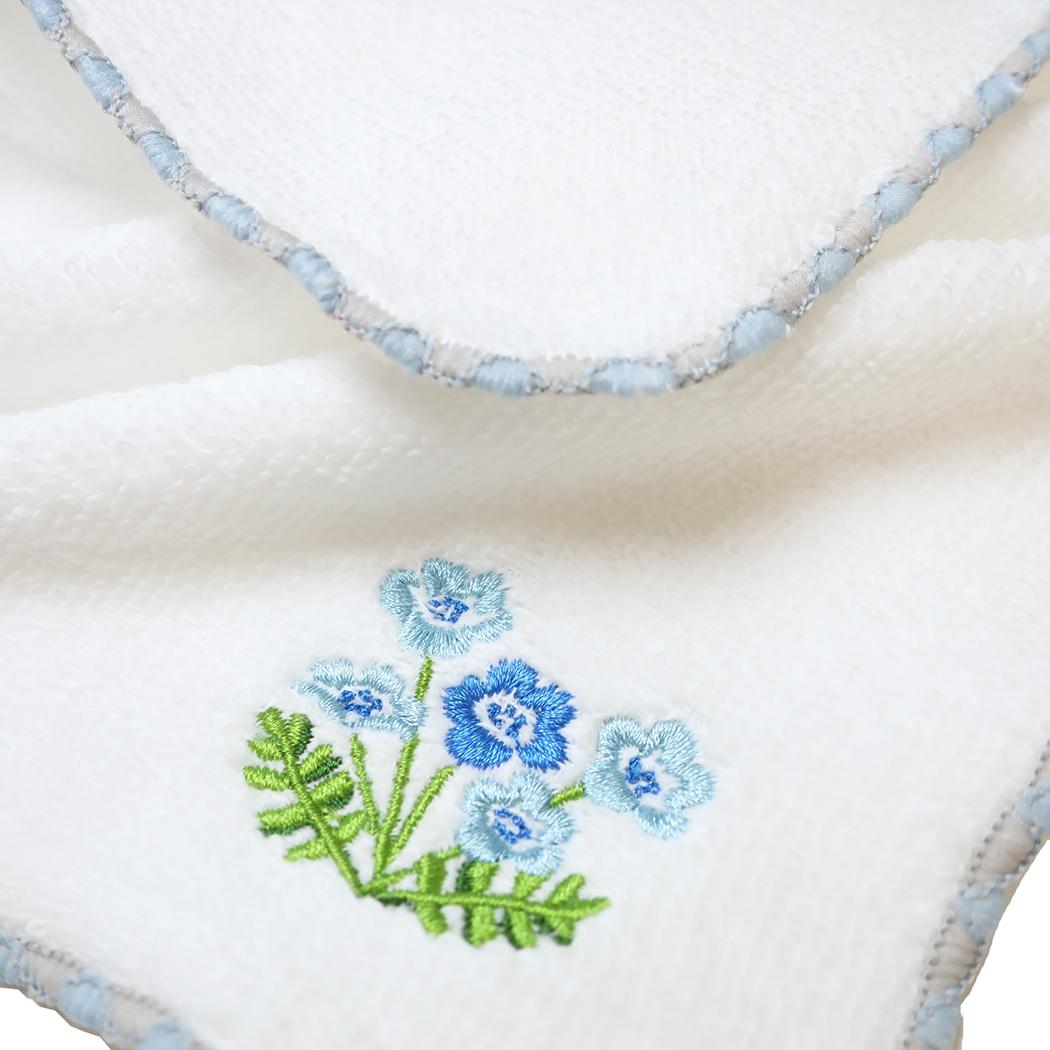 ミニタオル 花柄刺繍ミニタオル ネモフィラ ミントイン