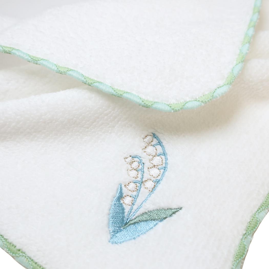 ミニタオル 花柄刺繍ミニタオル スズラン ミントイン