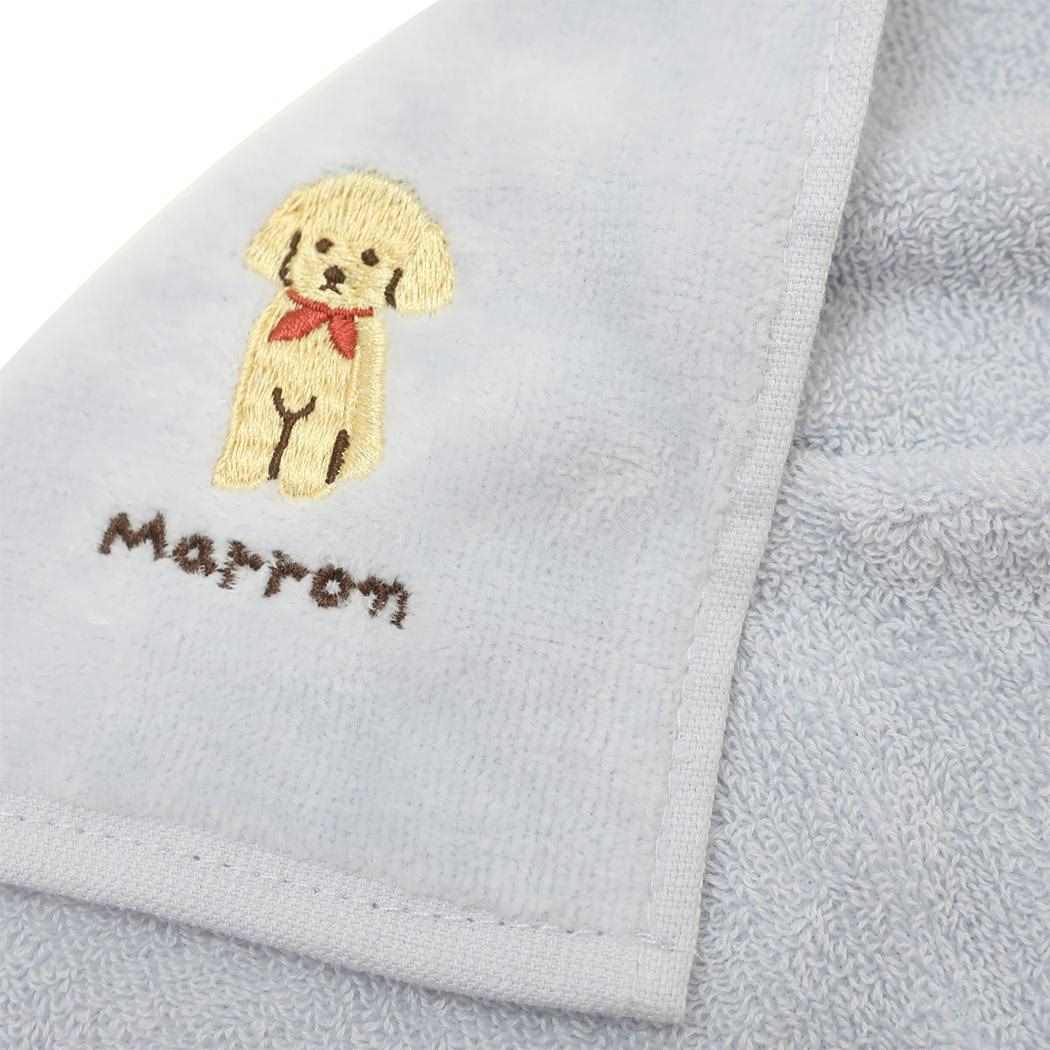 アニマル刺繍タオルハンカチ ミニタオル マロン いぬ ミントイン 汗拭きタオル かわいい メール便可