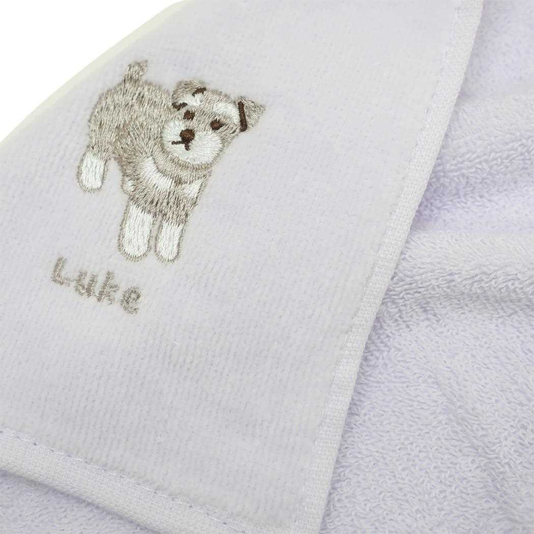アニマル刺繍タオルハンカチ ミニタオル ルーク いぬ ミントイン 汗拭きタオル かわいい メール便可
