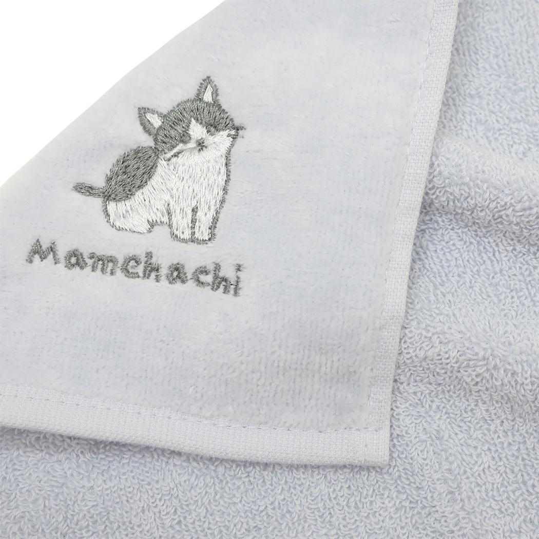 アニマル刺繍タオルハンカチ ミニタオル まめはち ねこ ミントイン 汗拭きタオル かわいい メール便可