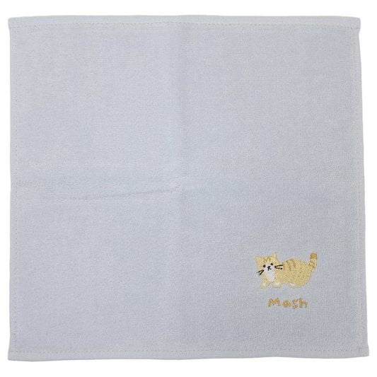 アニマル刺繍タオルハンカチ ミニタオル マッシュ ねこ ミントイン 汗拭きタオル かわいい メール便可