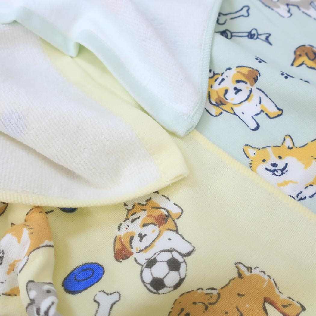 片面ガーゼプリントロングタオル フェイスタオル わんだらけYE いぬ ミントイン 新生活 かわいい メール便可