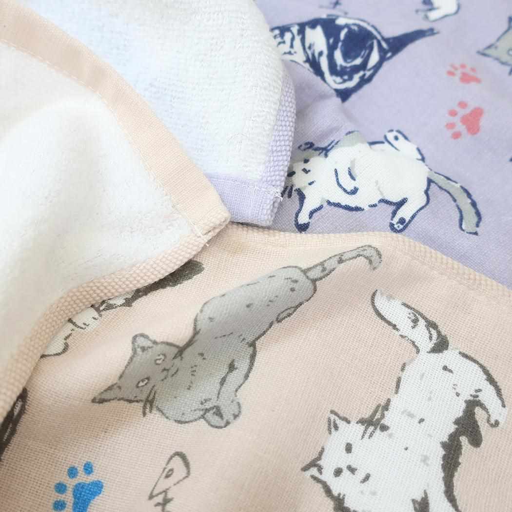 片面ガーゼプリントロングタオル フェイスタオル にゃんだらけPK ねこ ミントイン 新生活 かわいい メール便可