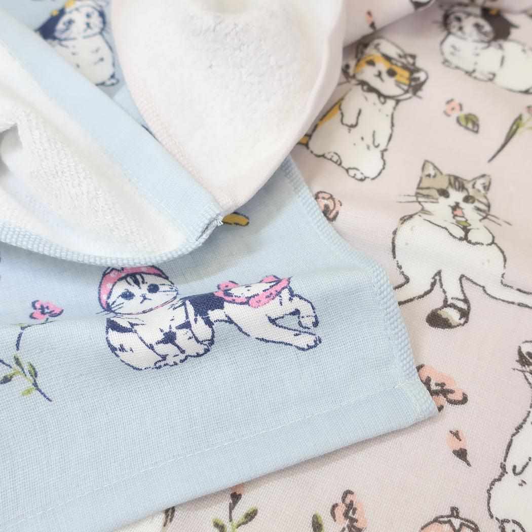 片面ガーゼプリントロングタオル フェイスタオル よもぎフレンズLPL ねこ ミントイン 新生活 かわいい メール便可