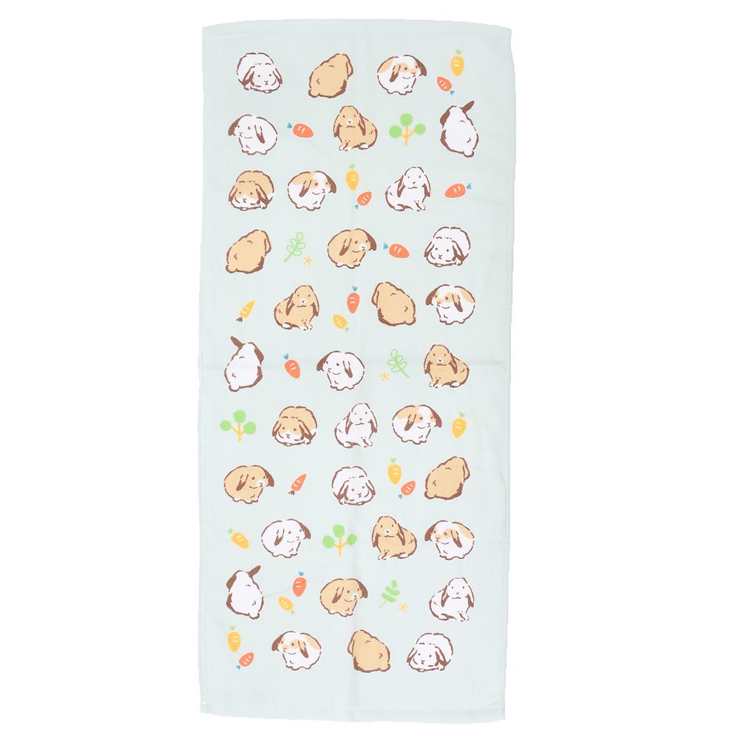 片面ガーゼプリントロングタオル フェイスタオル ロップイヤーMT アニマル ミントイン 新生活 かわいい メール便可