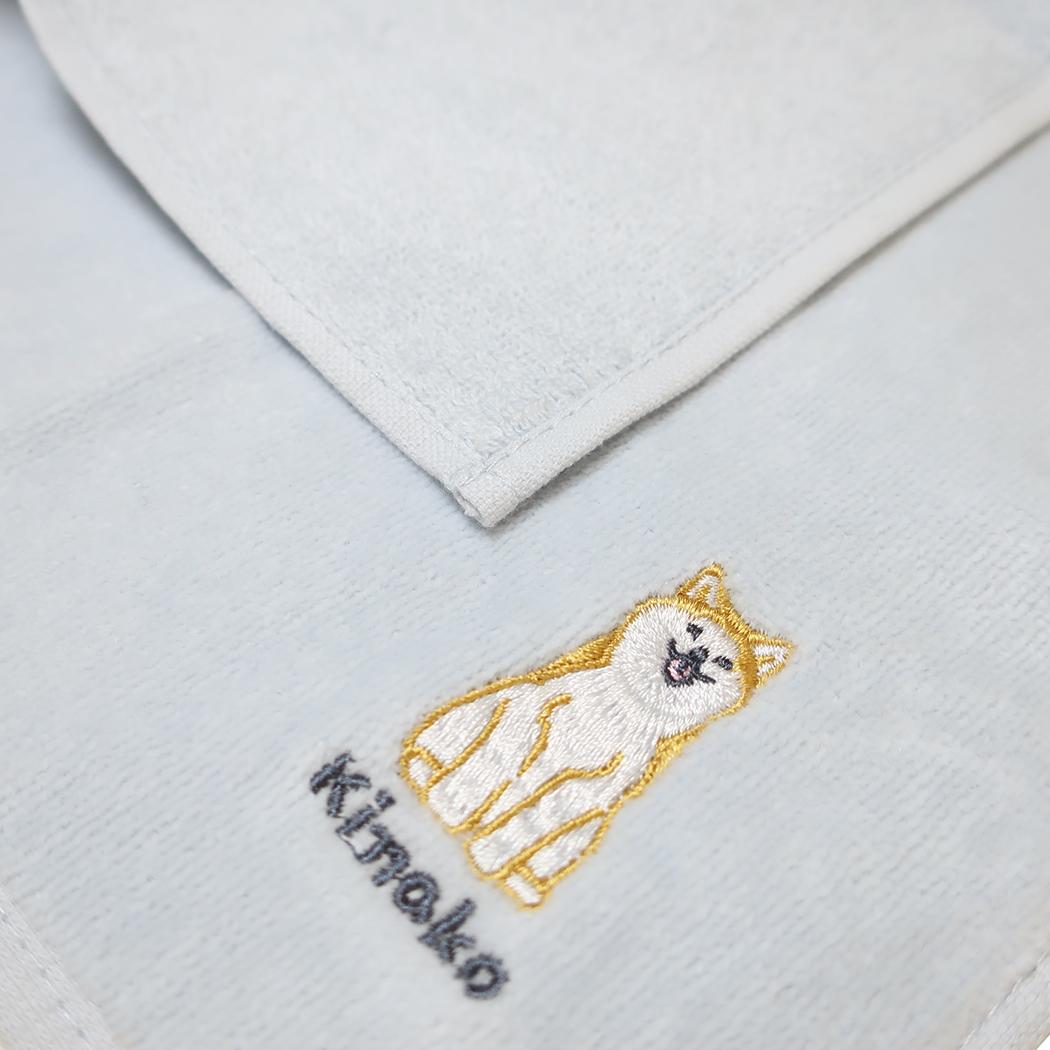 ミニタオル アニマル刺繍タオルハンカチ きなこ ミントイン