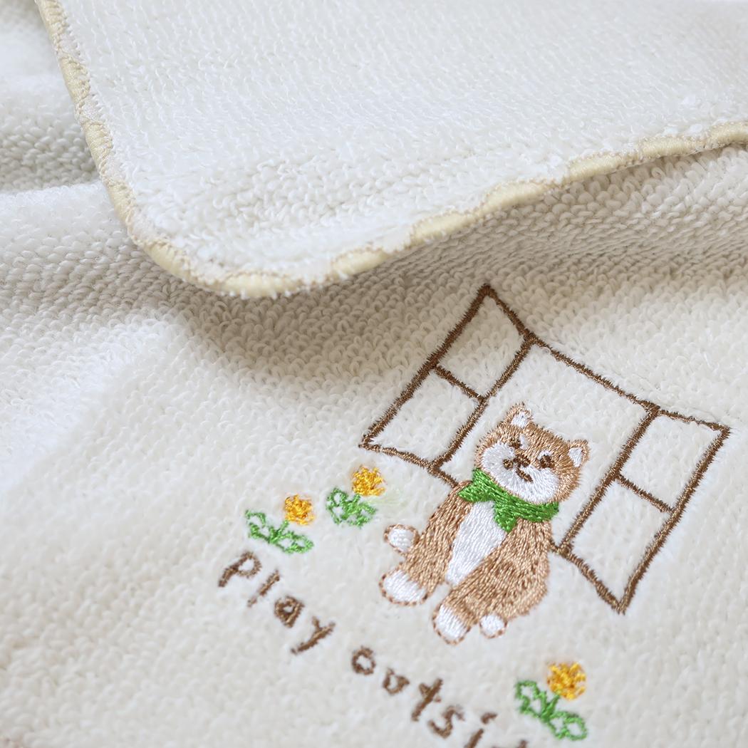 ミニタオル 花窓刺繍タオルハンカチ コータくん ミントイン