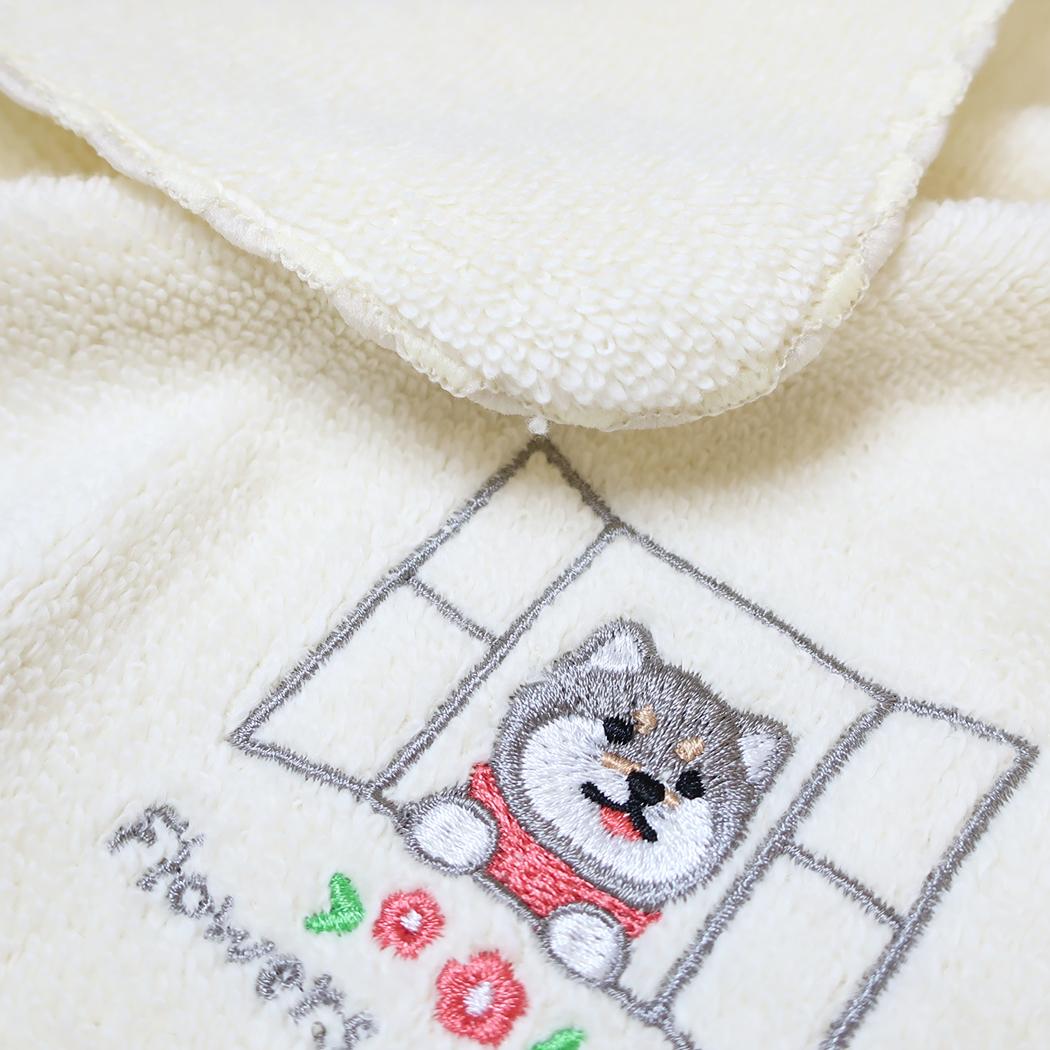 ミニタオル 花窓刺繍タオルハンカチ くろまめ ミントイン