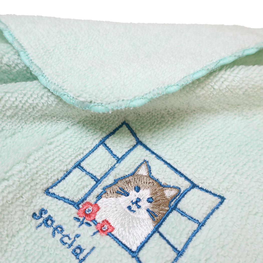ミニタオル 花窓刺繍タオルハンカチ ノラ ミントイン