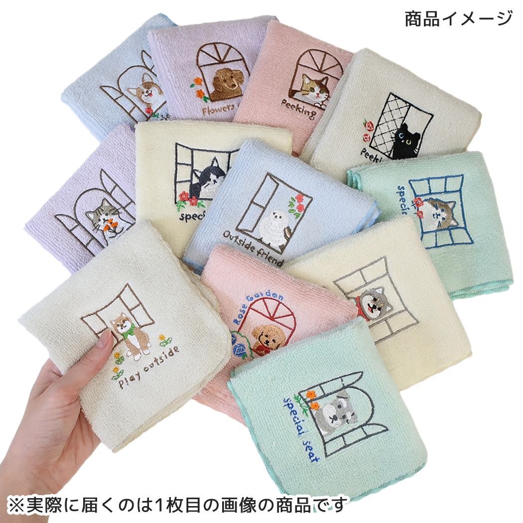 ミニタオル 花窓刺繍タオルハンカチ ノラ ミントイン