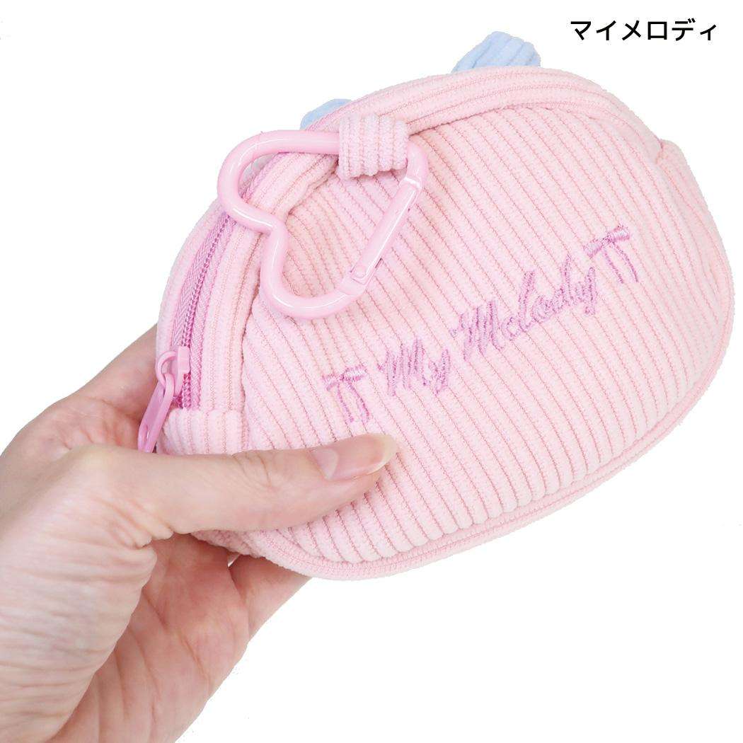 サンリオ ミニポーチ ハートカラビナ付き ミニフェイスポーチ コーデュロイ マイメロディ Sanrio 畑山商事