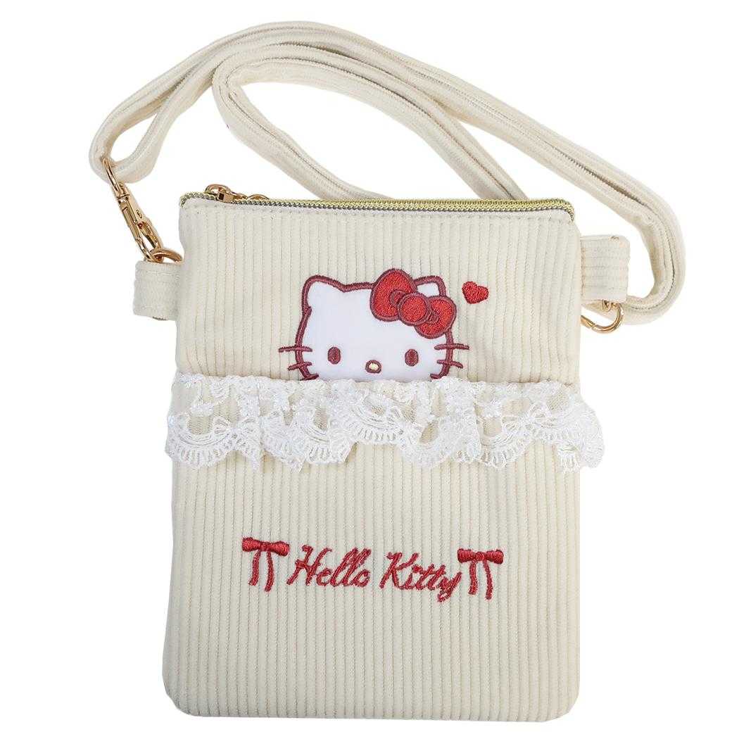 サンリオ ショルダーバッグ フリル付き ショルダー ポシェット コーデュロイ キティ Sanrio 畑山商事