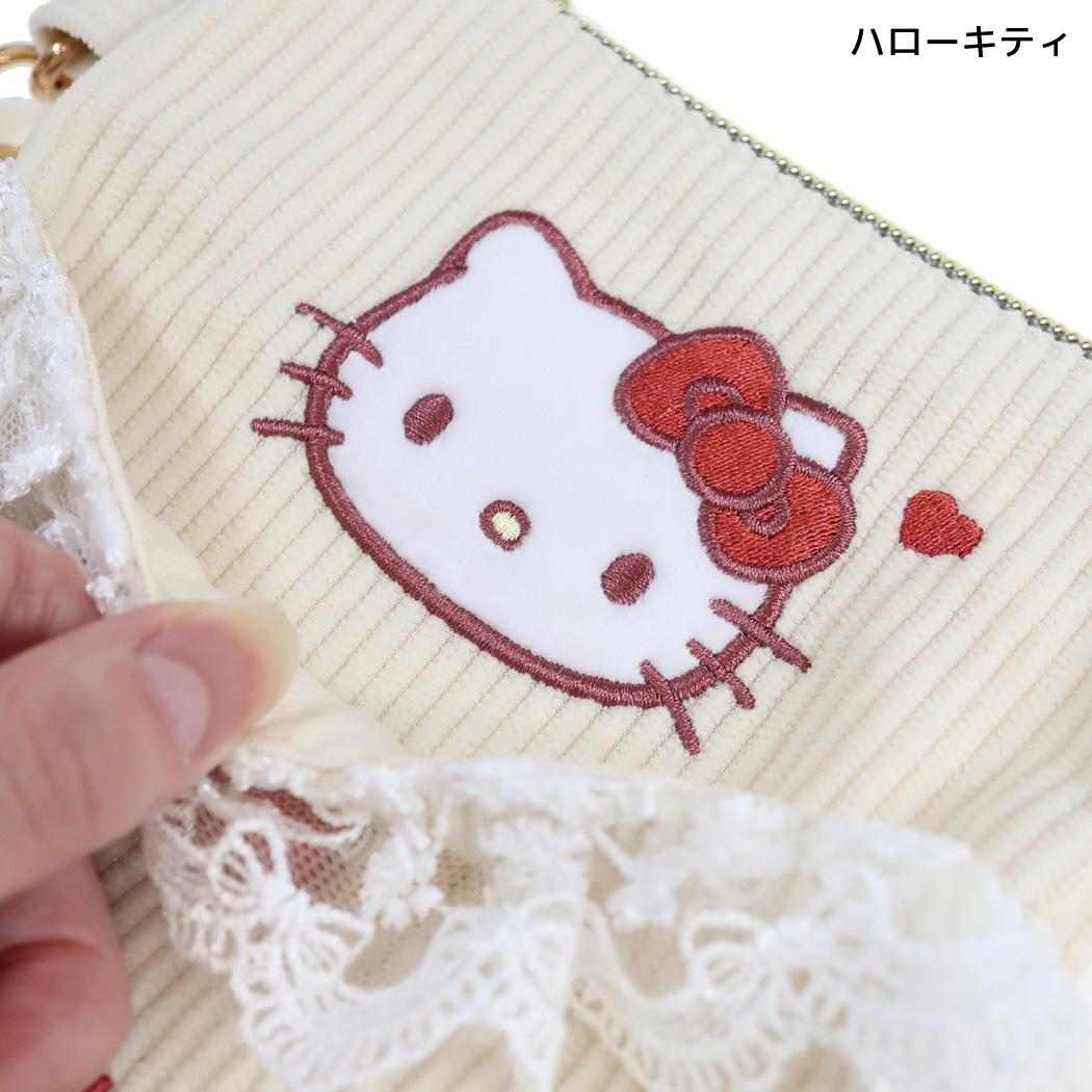 サンリオ ショルダーバッグ フリル付き ショルダー ポシェット コーデュロイ キティ Sanrio 畑山商事
