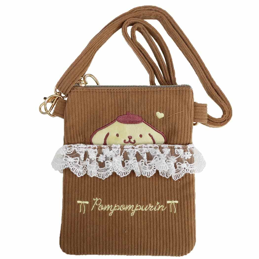 サンリオ ショルダーバッグ フリル付き ショルダー ポシェット コーデュロイ ポムポムプリン Sanrio 畑山商事