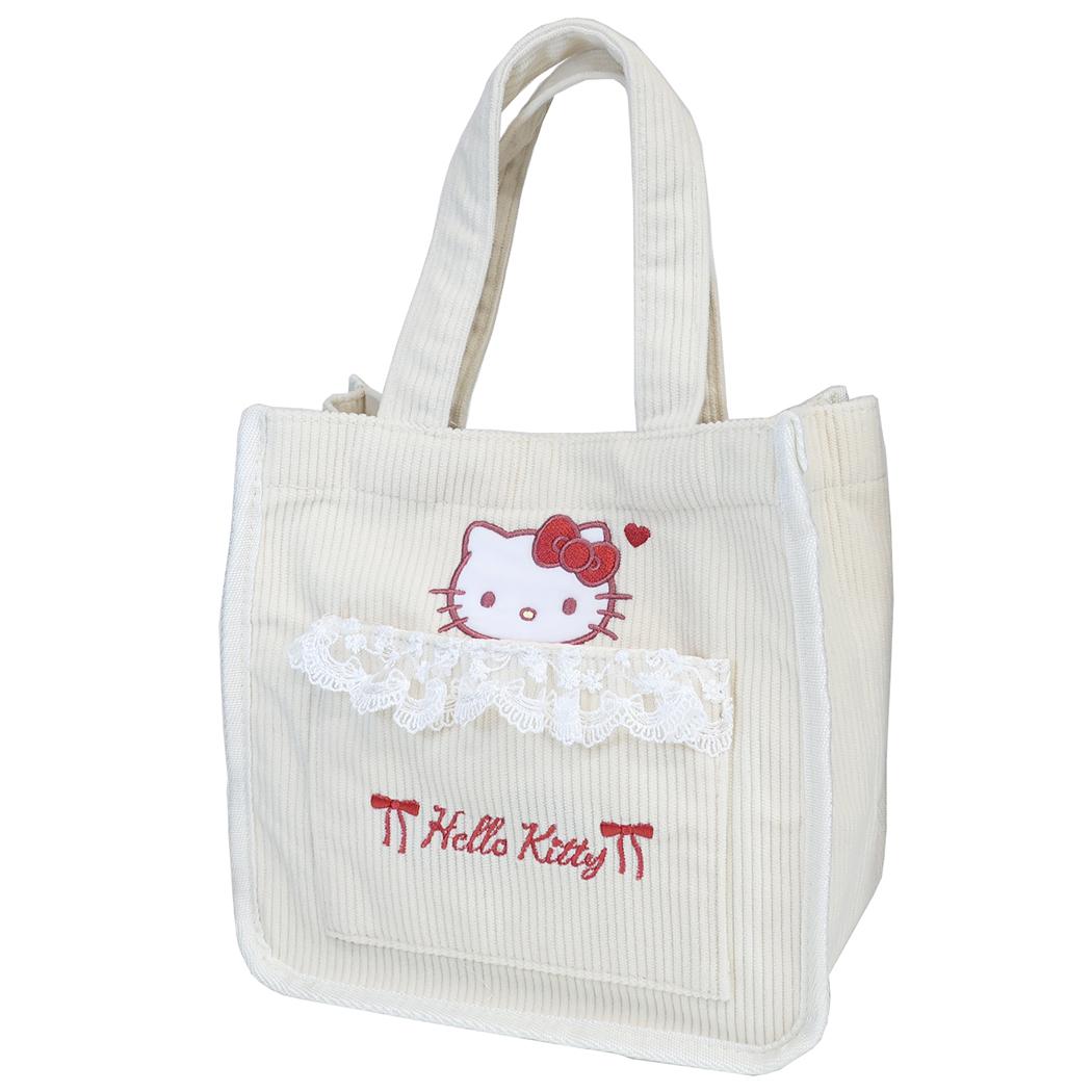 サンリオ ミニトート フリル付き ランチ トートバッグ コーデュロイ キティ Sanrio 畑山商事