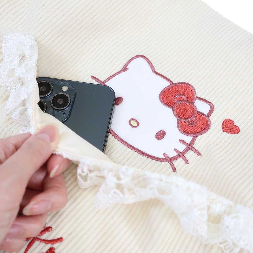 サンリオ 肩掛けカバン フリル付き トートバッグ コーデュロイ キティ Sanrio 畑山商事