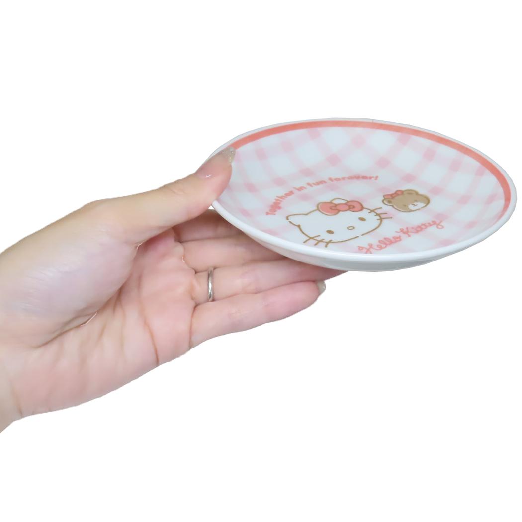 染付ミニ深皿 小皿 ハローキティ チェック サンリオ 金正陶器 日本製食器