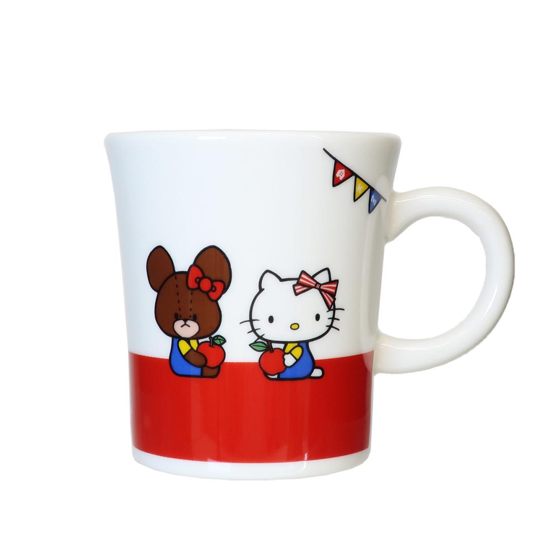 くまのがっこうxハローキティ マグカップ 磁器製 MUG レッド サンリオ 金正陶器