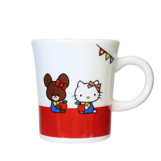くまのがっこうxハローキティ マグカップ 磁器製 MUG レッド サンリオ 金正陶器