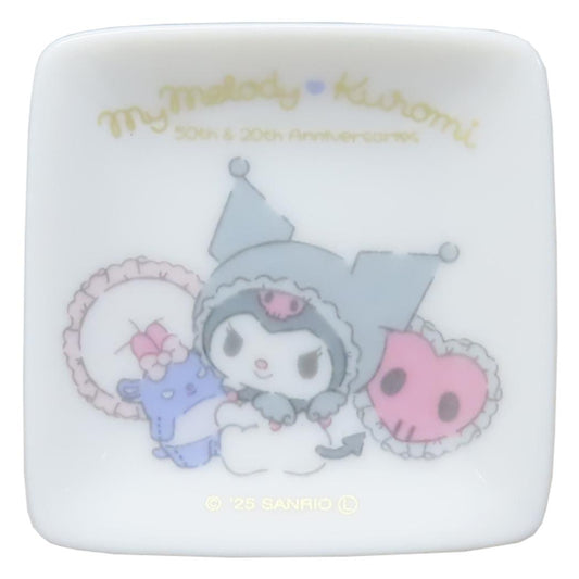 プチ角小皿 ミニプレート マイメロディ＆クロミ マイメロディ50th＆クロミ20th クロミ サンリオ 金正陶器 食器 かわいい メール便可