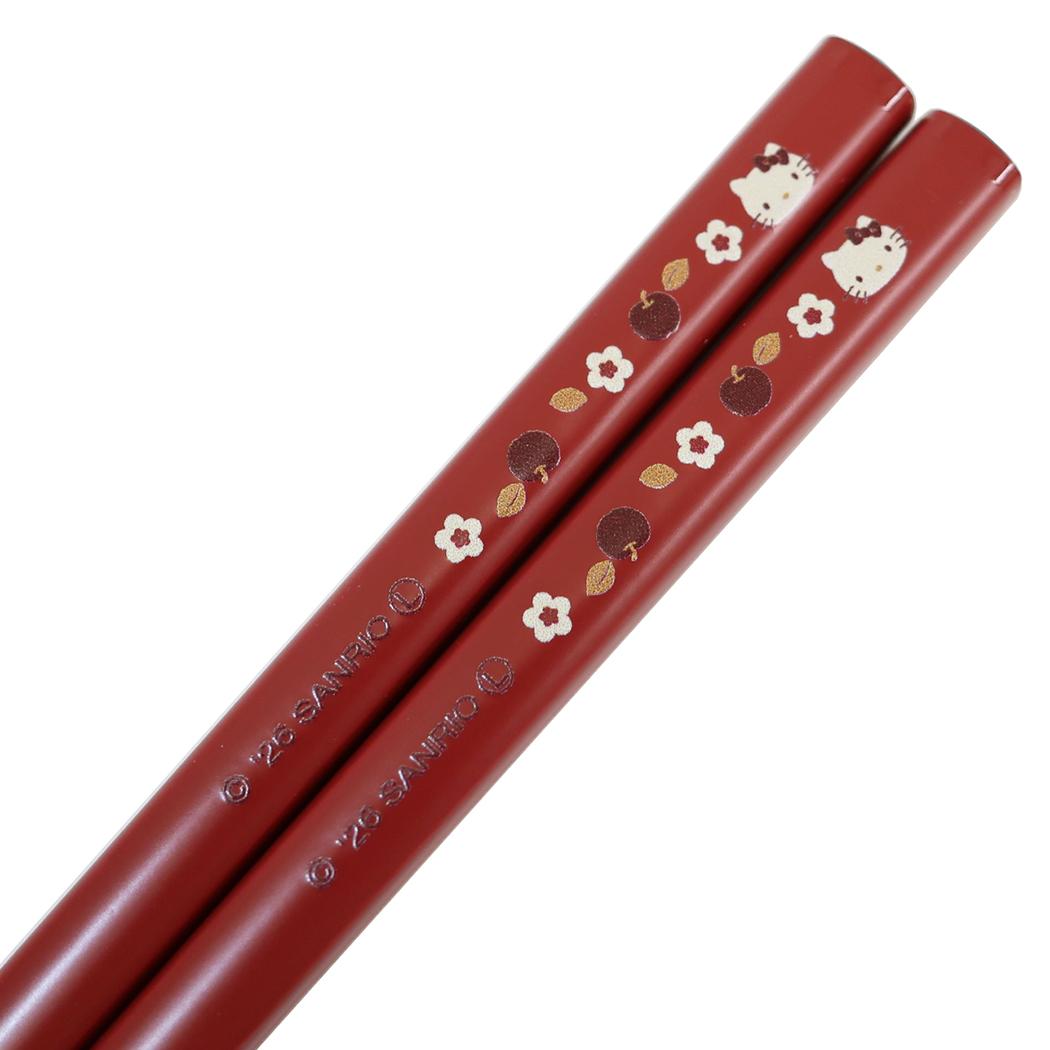 塗箸21cm 赤 おはし ハローキティ はろうきてぃ花林檎 サンリオ 金正陶器 日本製 メール便可
