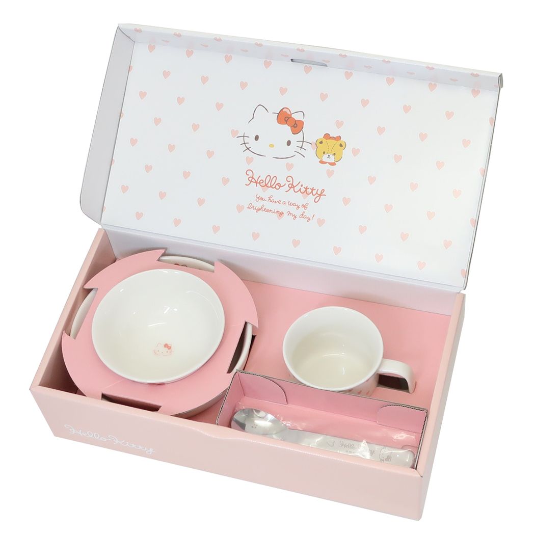 こども食器ギフトセット 食器セット ハローキティ ピンクハート サンリオ 金正陶器 女の子 子ども 子供 日本製食器 プレゼント