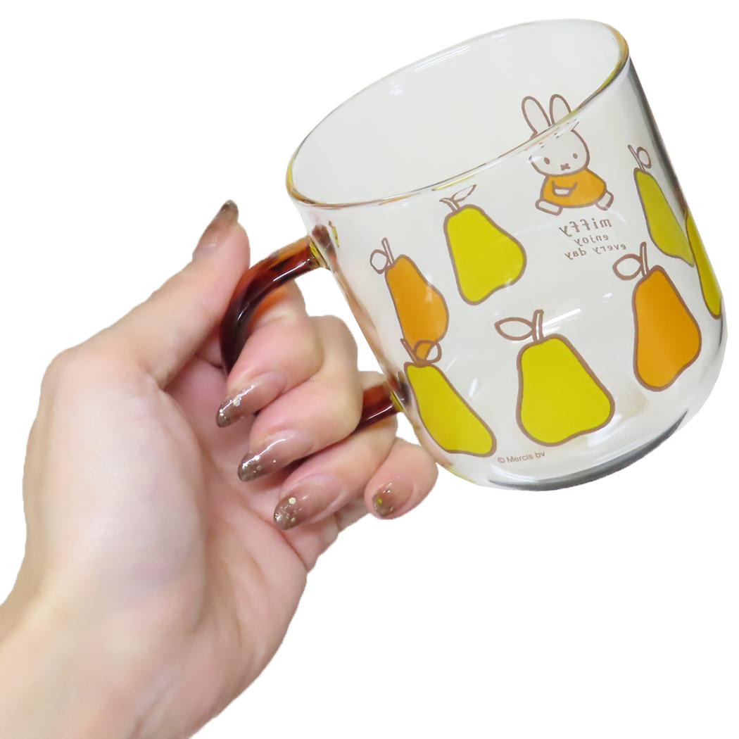 カラーハンドル 耐熱ガラスマグ マグカップ ミッフィー ブラウン 洋なし ディックブルーナ 金正陶器 かわいい オシャレ 使いやすい 絵本