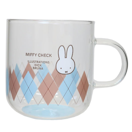 ミッフィー 食器 MIFFY CHECK シリーズ 耐熱ガラスマグ/ブルー ディックブルーナ 金正陶器