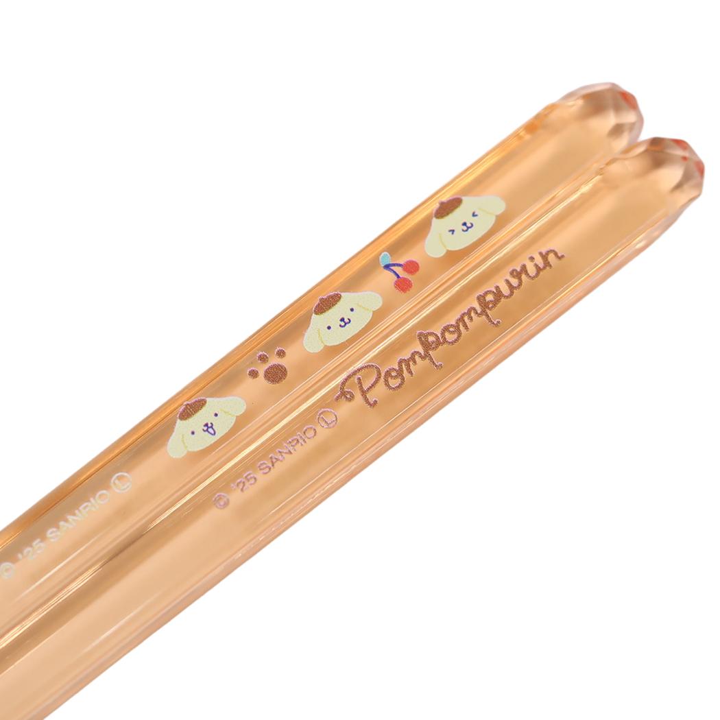 クリア箸23cm おはし ポムポムプリン シンプルキュート ライトオレンジ サンリオ 金正陶器 日本製食器 メール便可