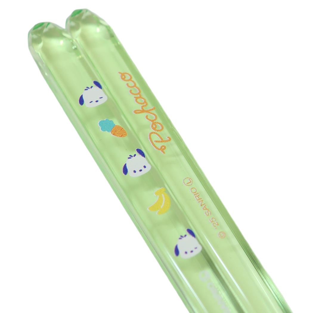 クリア箸23cm おはし ポチャッコ シンプルキュート ライトグリーン サンリオ 金正陶器 日本製食器 メール便可