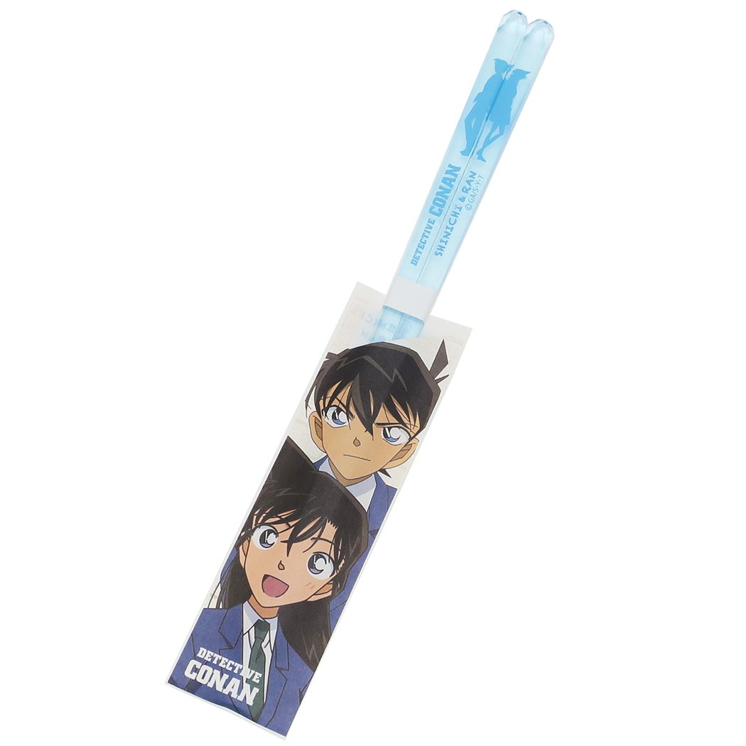 クリア箸 おはし 名探偵コナン 新一&蘭 ライトブルー 金正陶器 23cm 日本製 アニメ メール便可
