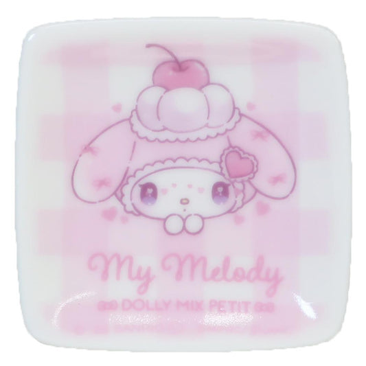 マイメロディxDolly Mix ミニプレート 磁器製 プチ角小皿 サンリオ 金正陶器