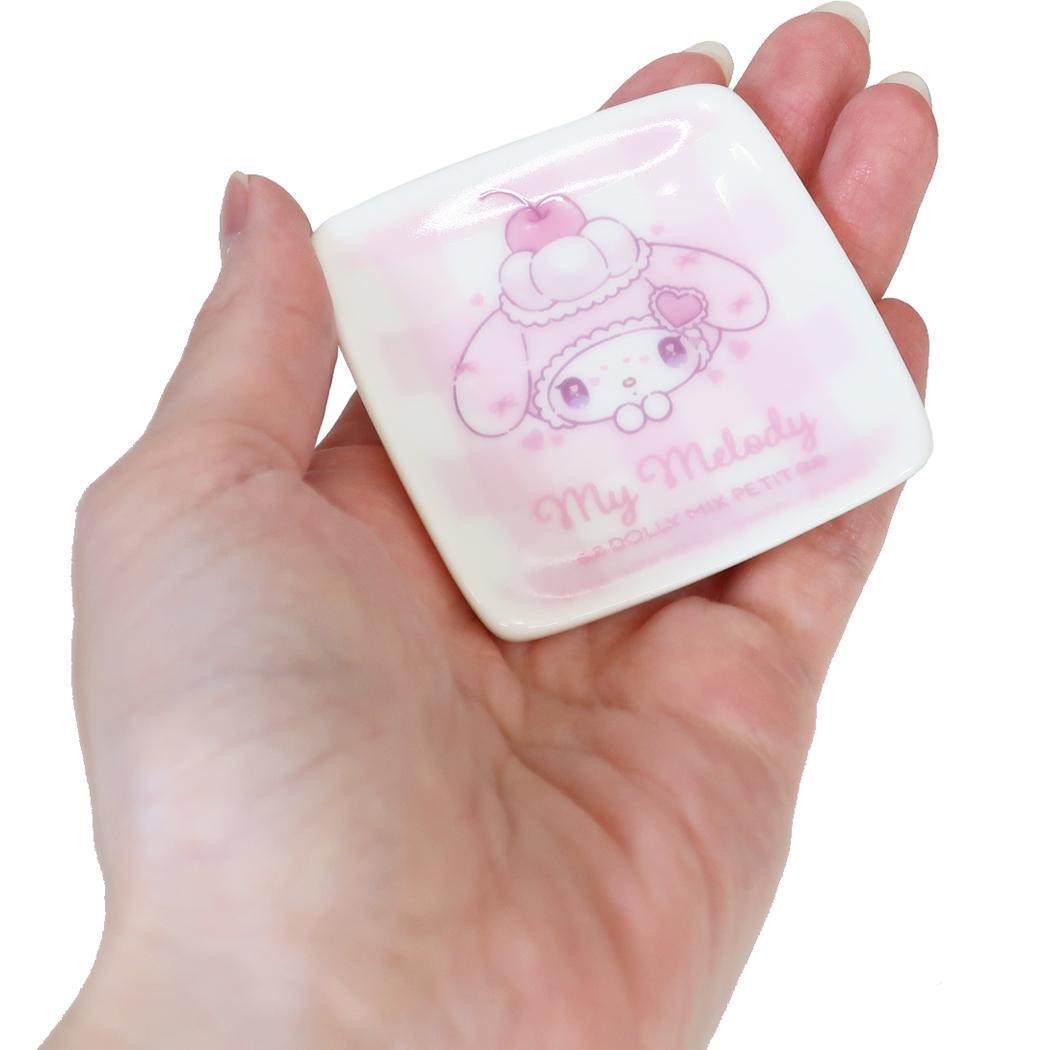 マイメロディxDolly Mix ミニプレート 磁器製 プチ角小皿 サンリオ 金正陶器