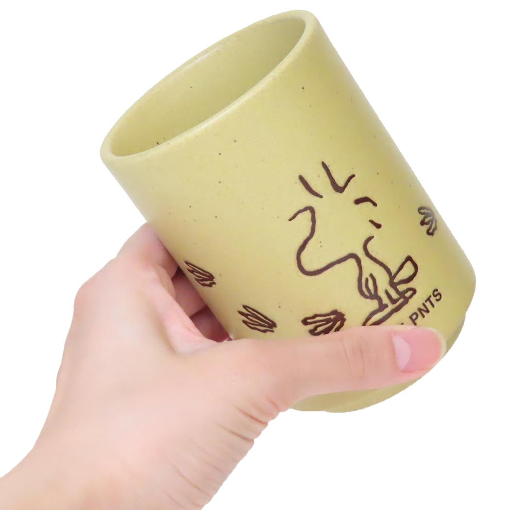 湯呑 湯のみ スヌーピー ウッドストック あしあとイエローベージュ ピーナッツ 金正陶器 プレゼント ギフト