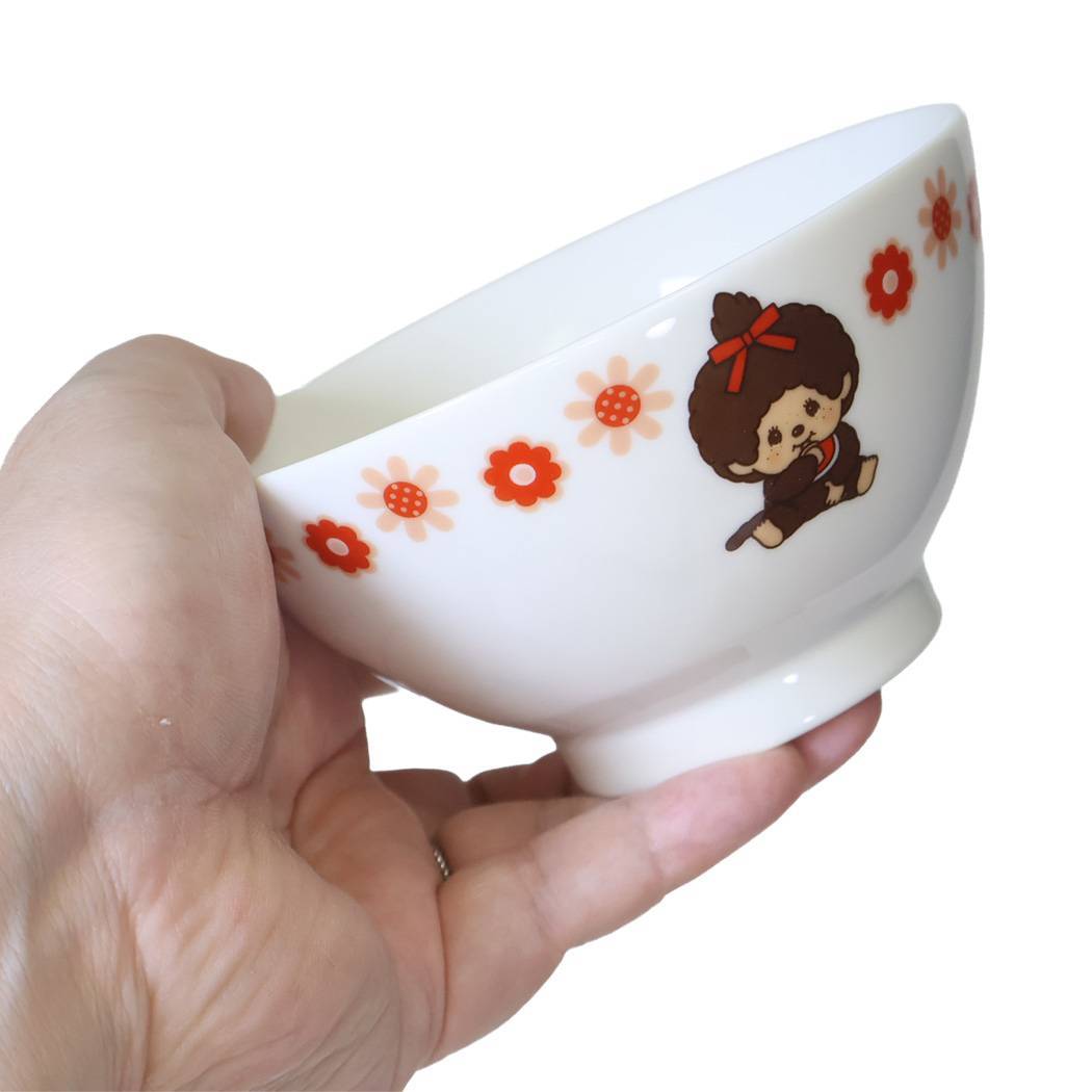 モンチッチ 茶碗 レトロフラワー ライスボウル 金正陶器
