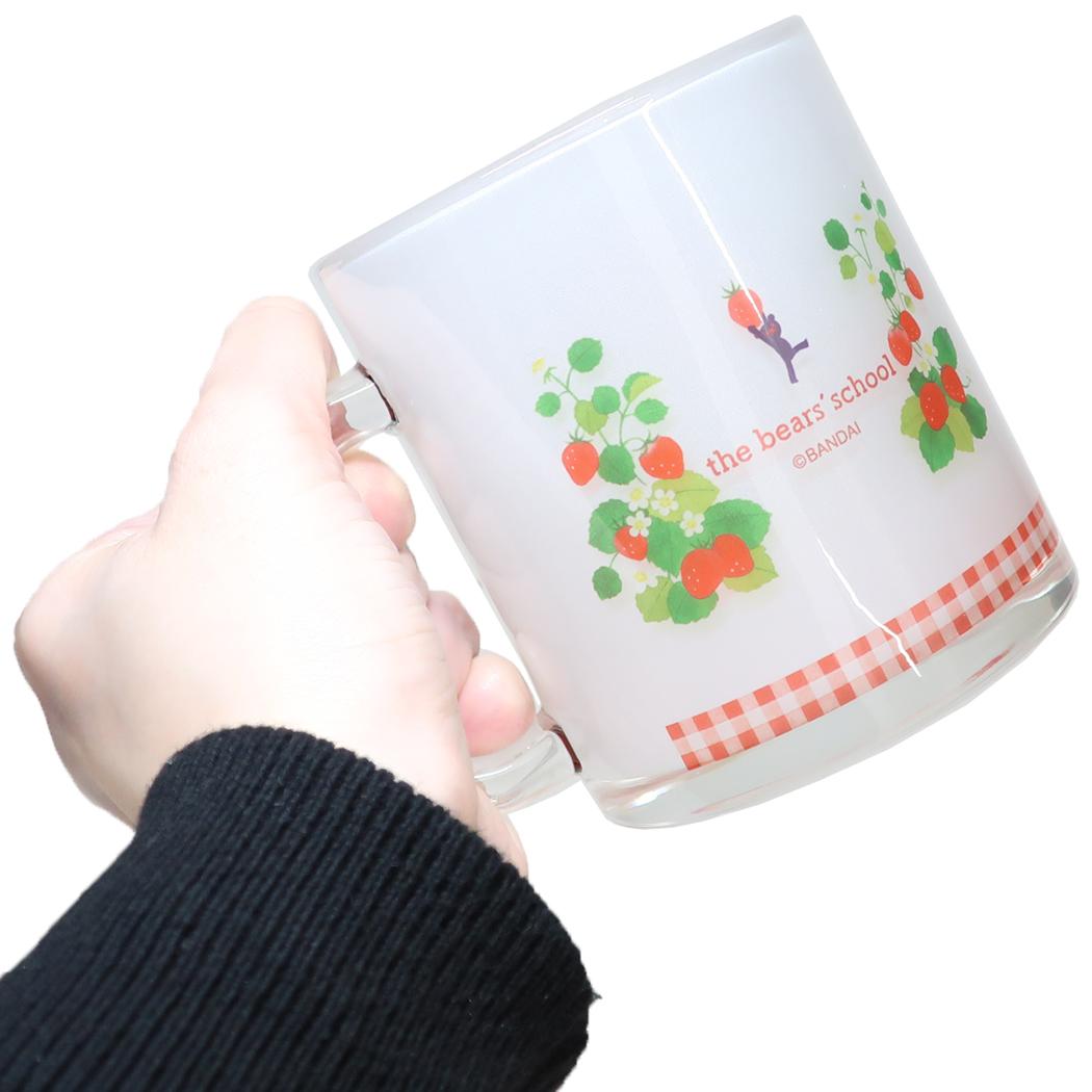 くまのがっこう マグカップ ガラスマグ チェック いちごテーマ 金正陶器 日本製 絵本キャラクター グッズ シネマコレクション