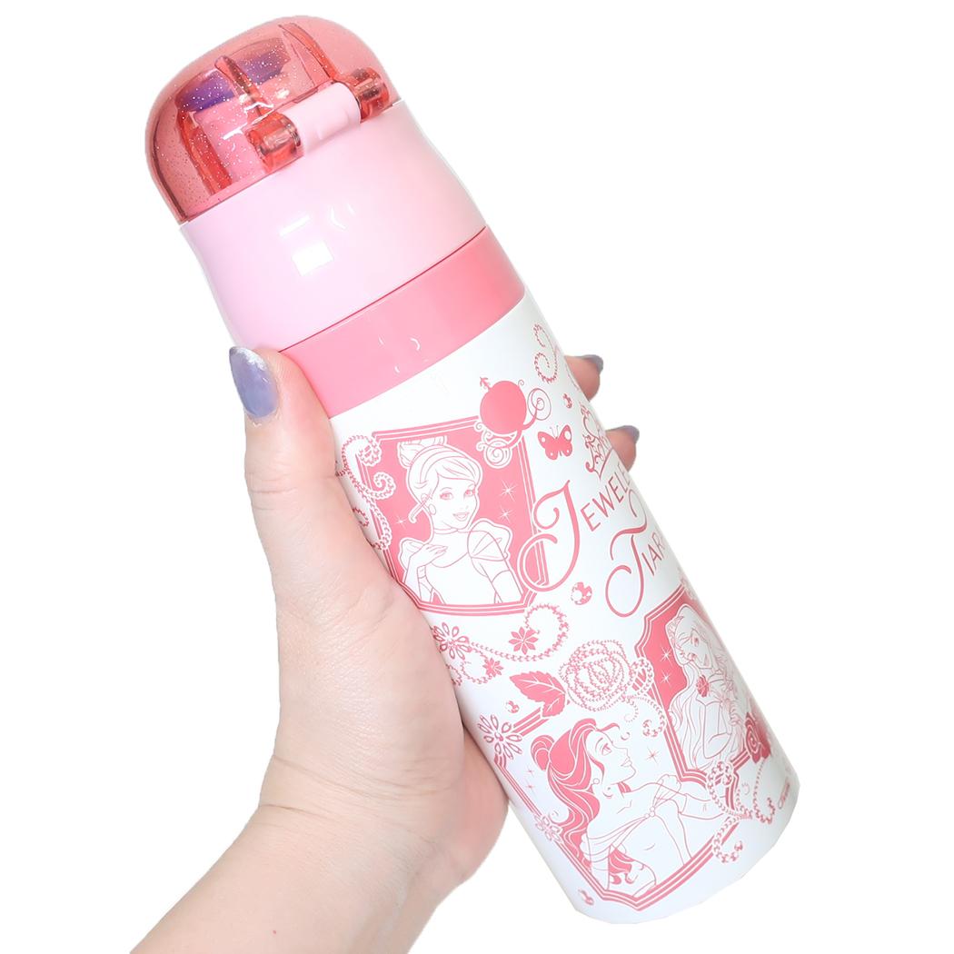 ロック付きワンプッシュダイレクトステンレスボトル　保冷水筒 ディズニープリンセス ウェット生地ボトルカバー付き 470ml ディズニー スケーター 子供 遠足