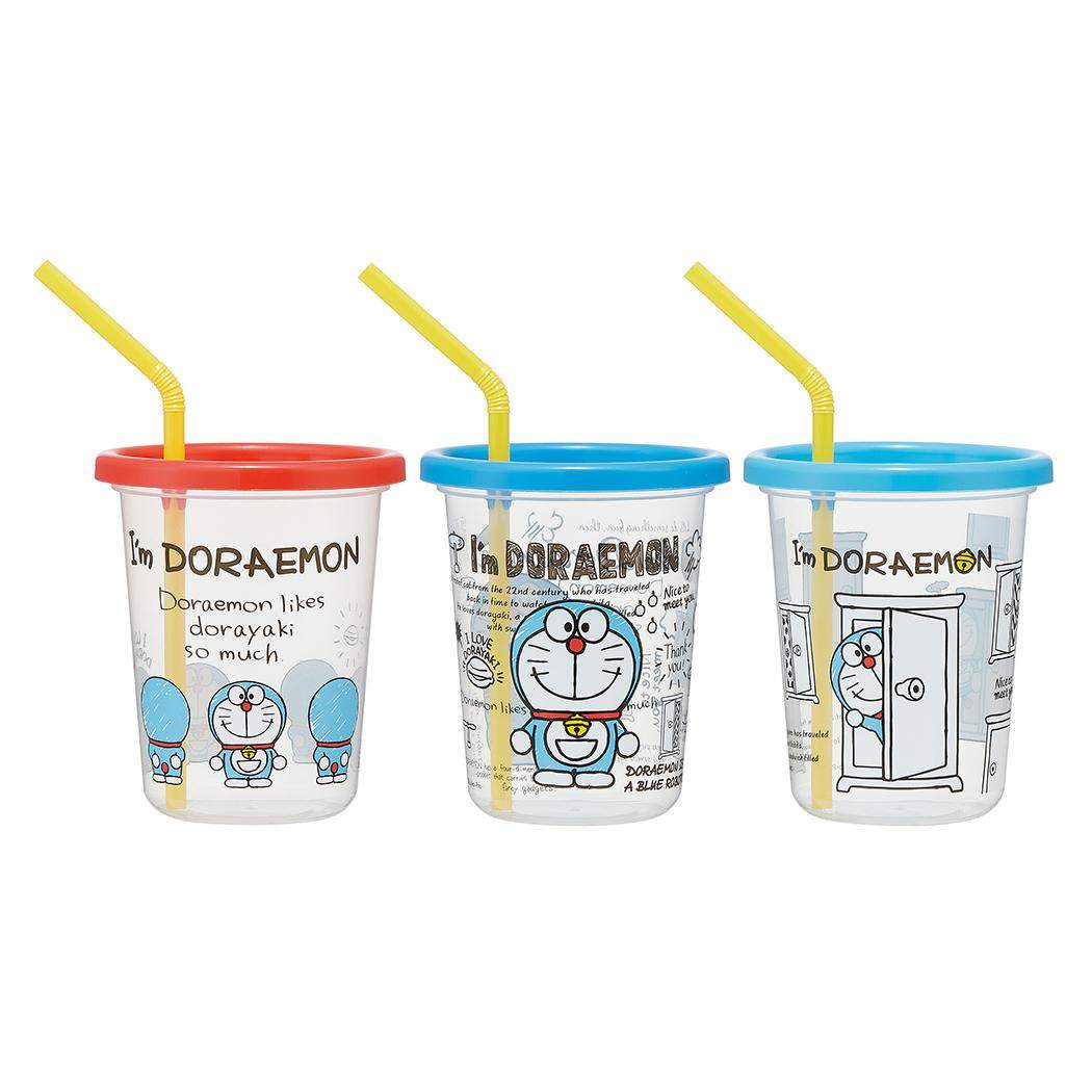 ストロー付タンブラー3個セット 蓋付きプラコップ アイムドラえもん 320ml サンリオ スケーター フタ付きコップ アニメ