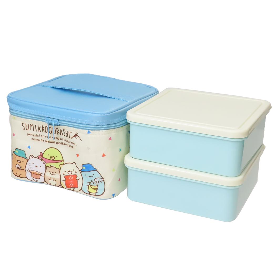 保冷バッグ付行楽ランチセット お弁当箱 すみっコぐらし かわうそとすみっコキャンプ サンエックス スケーター お重 ランチボックス