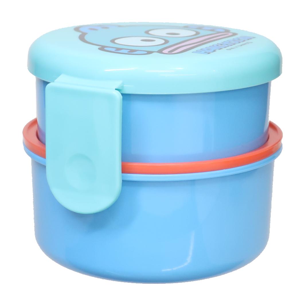 抗菌丸型ランチボックス2段 500ml フォーク付き お弁当箱 ハンギョドン サンリオ スケーター 二段ランチボックス