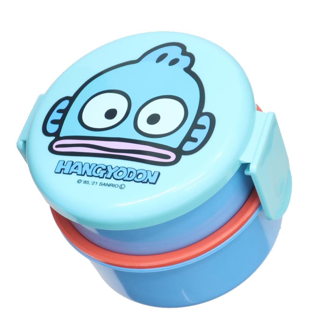 抗菌丸型ランチボックス2段 500ml フォーク付き お弁当箱 ハンギョドン サンリオ スケーター 二段ランチボックス