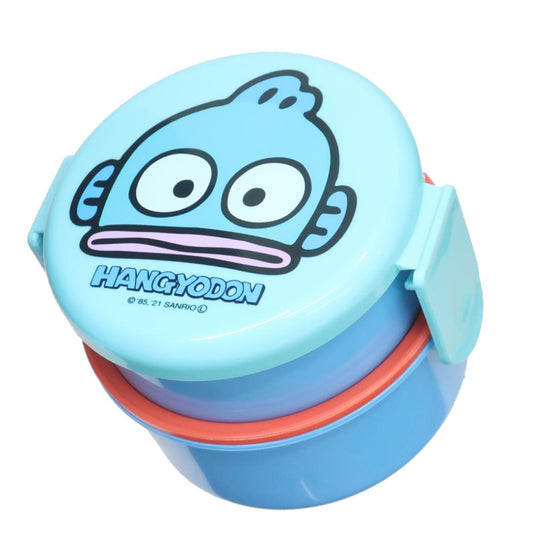 抗菌丸型ランチボックス2段 500ml フォーク付き お弁当箱 ハンギョドン サンリオ スケーター 二段ランチボックス