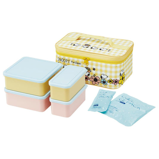 保冷バック付行楽ランチセット お弁当箱セット スヌーピー ピクニック ピーナッツ スケーター 保冷ケース ランチ